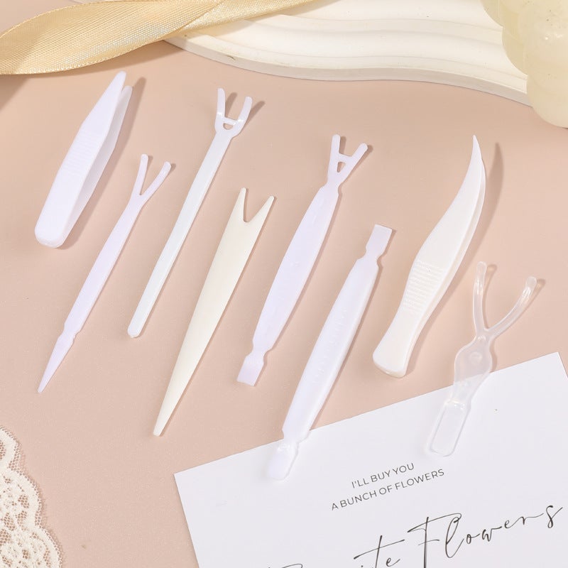 Plastic Beauty Velcro Tweezers Anti-Slip Dustproof Tool Clips Plastic Double Eyelid Forks - Image 2